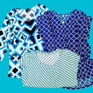 Bundle 3 Women Top XL Tacera, Rafaela blue stretch shirt tunic blouse